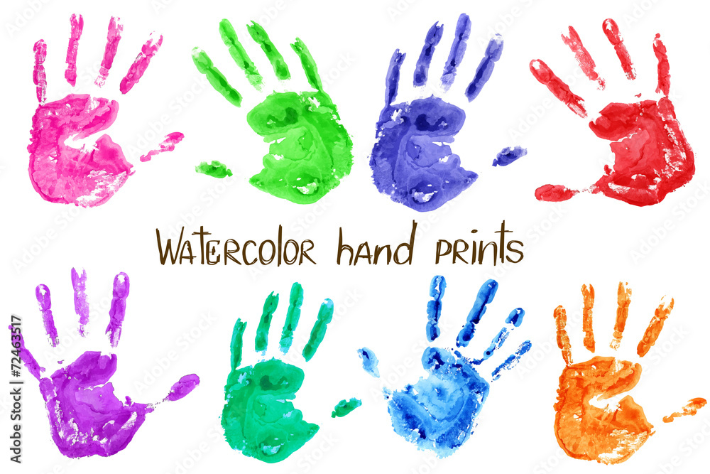 Collection of watercolor hand print Collection of watercolor hand print