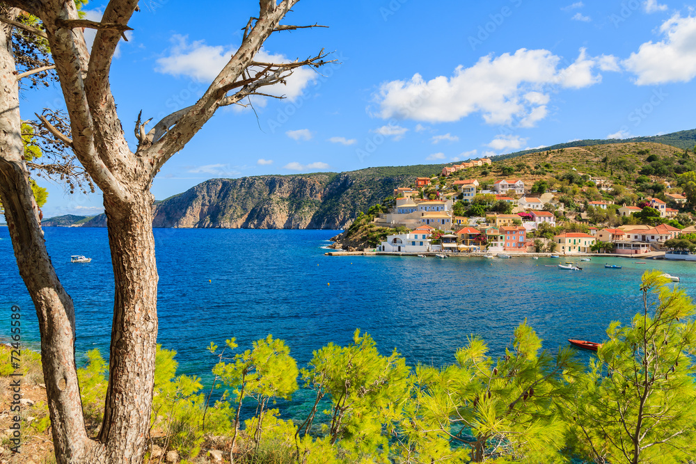 View of Assos village and sea bay, Kefalonia island View of Assos village and sea bay, Kefalonia island