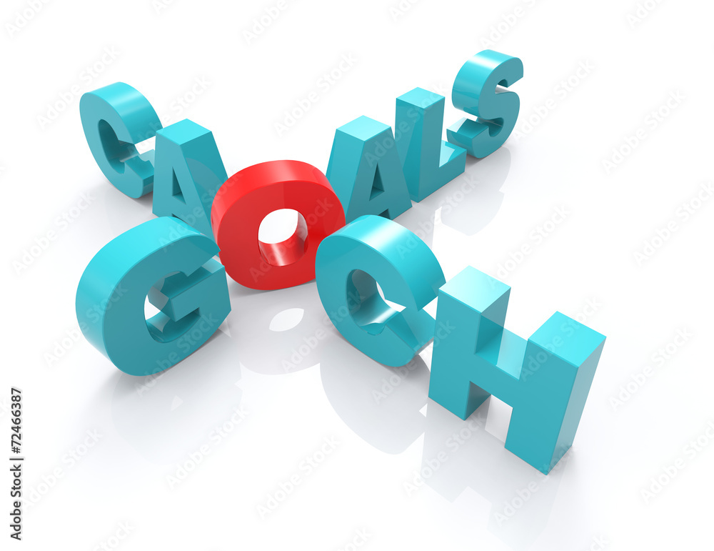 Coach and Goals 3d word Coach and Goals 3d word