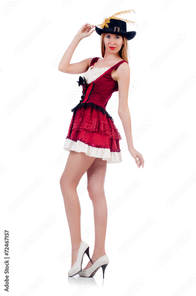 Woman pirate isolated on the white background Woman pirate isolated on the white background
