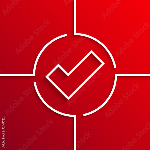 Vector modern white circle icon on red background