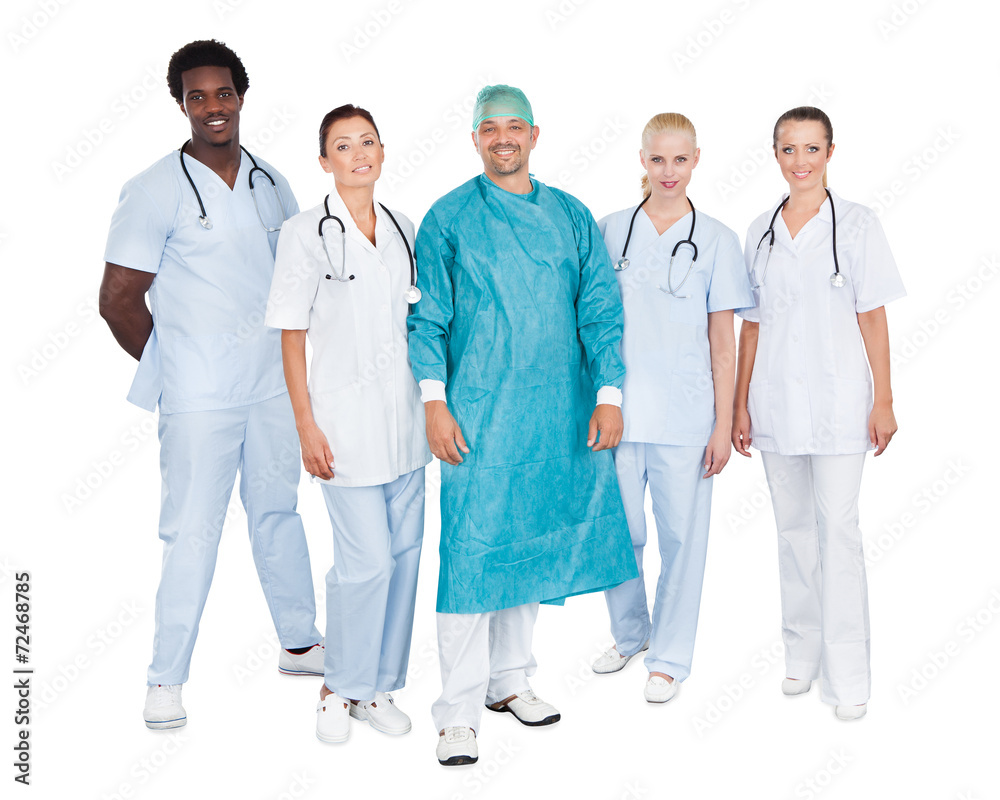 Confident Medical Team Against White Background