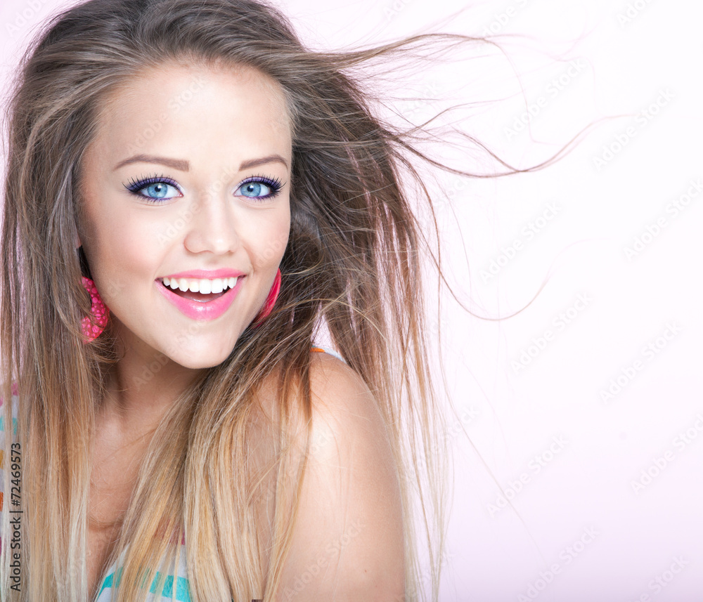 Portrait of young attractive cheerful woman Portrait of young attractive cheerful woman