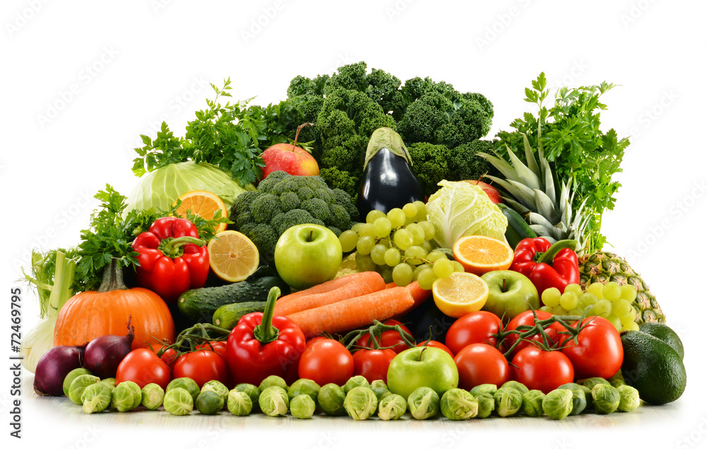 Assorted raw organic vegetables isolated on white Assorted raw organic vegetables isolated on white