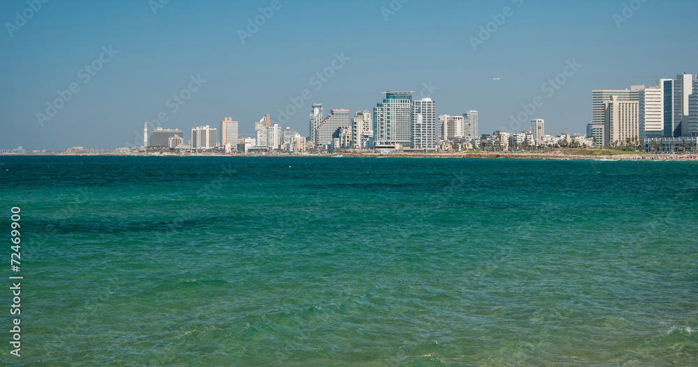 View of embankment of Tel Aviv and Mediterranean Sea View of embankment of Tel Aviv and Mediterranean Sea