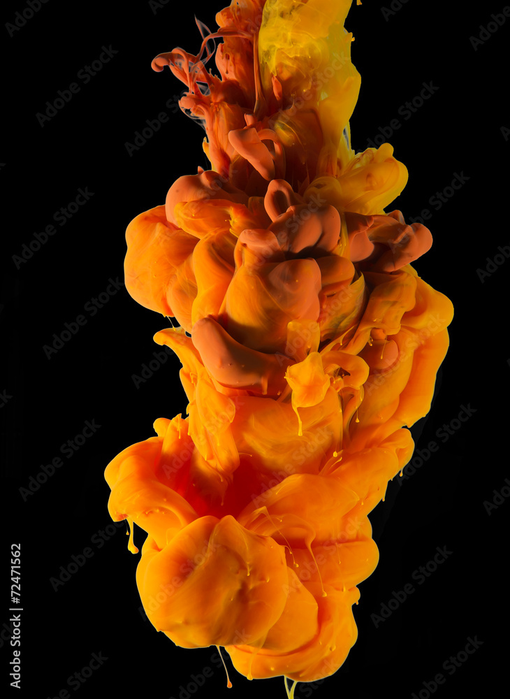 color dop. Black background, yellowand orange ink. Stock Illustration |  Adobe Stock