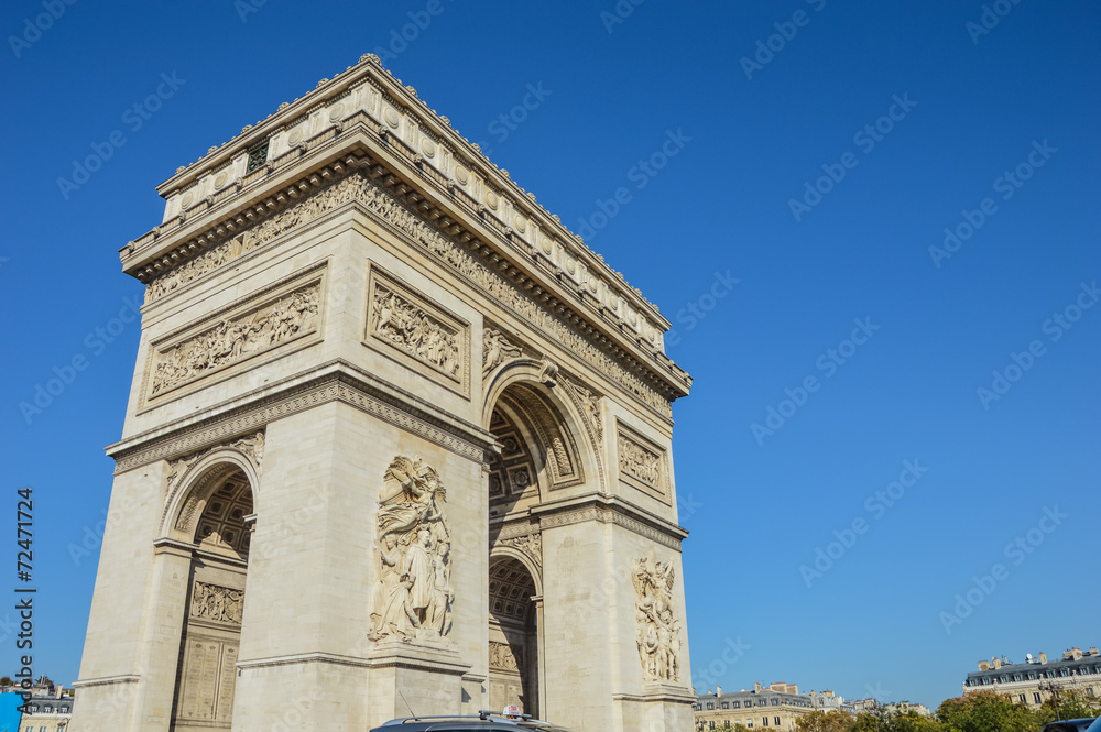 view of the Arc de Triomphe in morning light