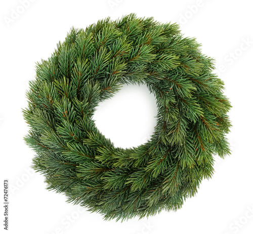 Decorative Christmas wreath isolated on white