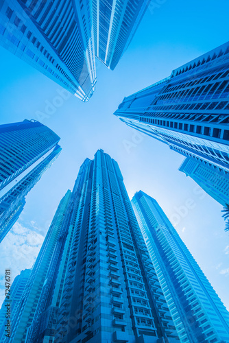 High skyscrapers of Dubai blue-toned