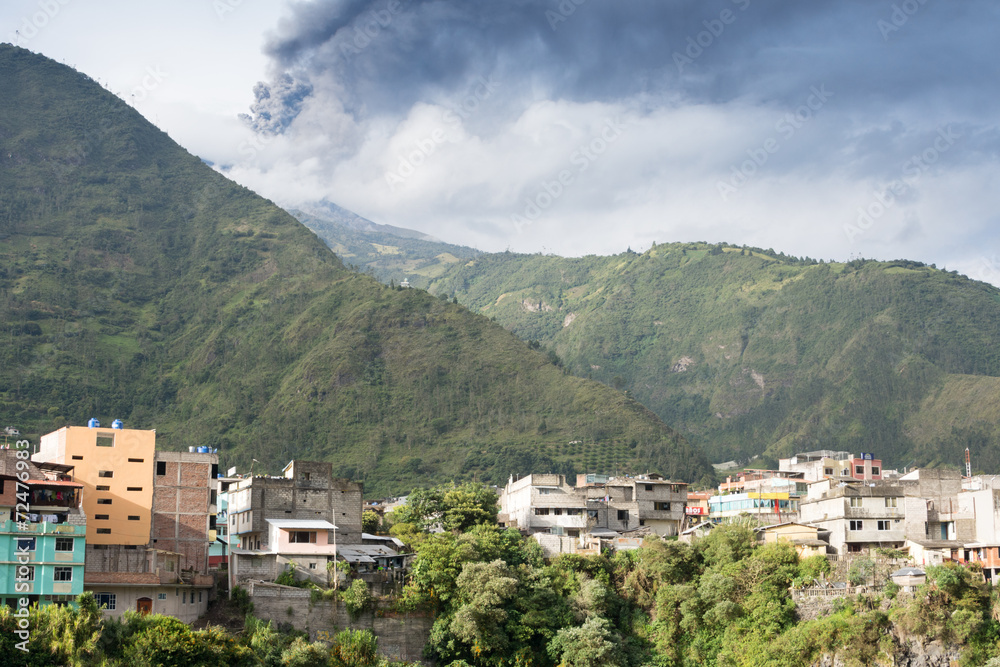 Town of Baños and Tungurahua volcano, Ecuador
