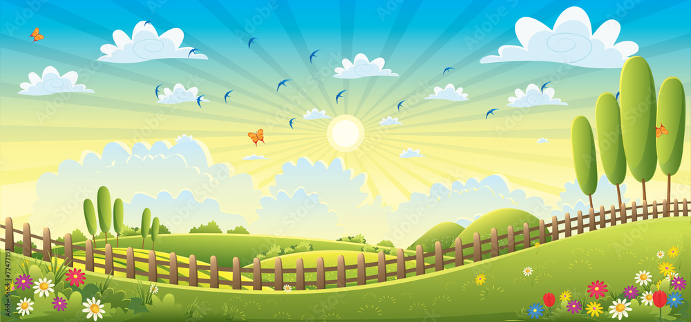 Fototapeta premium Landscape Scene Vector Illustration
