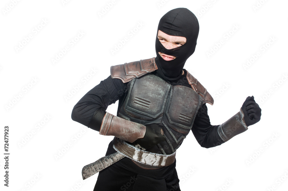 Ninja with knife isolated on white Ninja with knife isolated on white