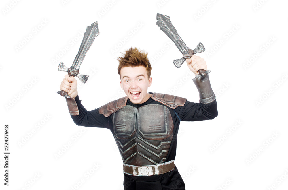 Funny knight isolated on the white background Funny knight isolated on the white background