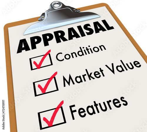 Appraisal Words Checklist Clipboard Factors Condition Market Val