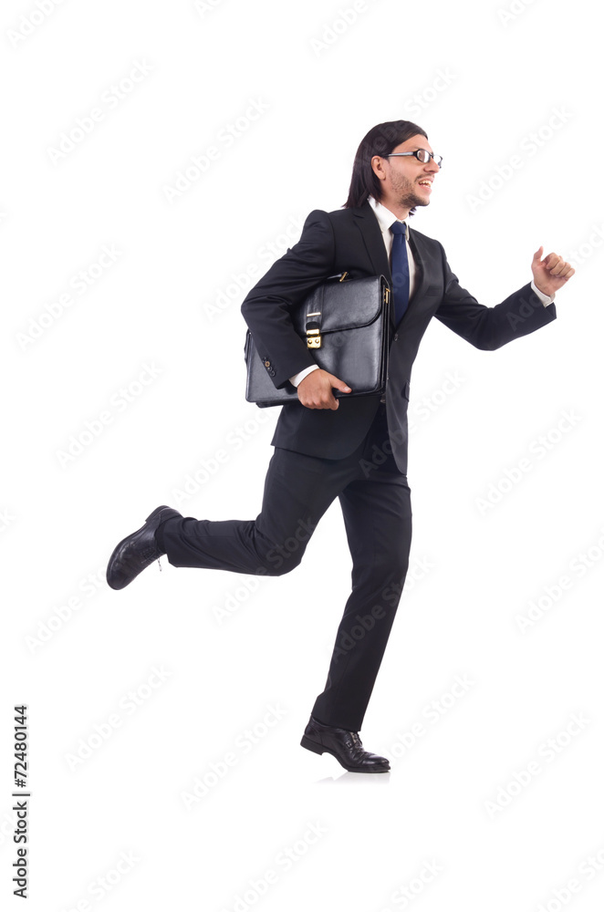 Businessman rushing isolated on the white background Businessman rushing isolated on the white background