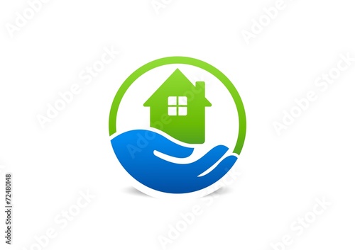 house,logo,hand,circle,real estate,home,company,business,emblem