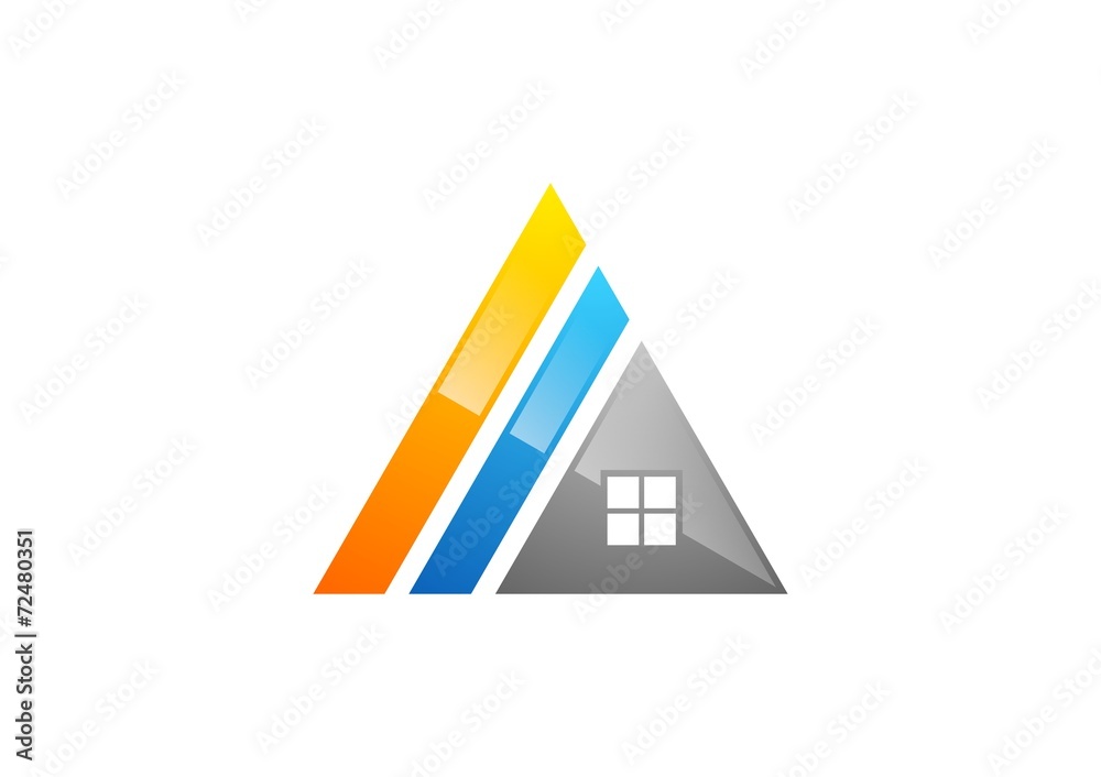 triangle house logo, real estate home triangle logo symbol icon architecture design Stock Vector