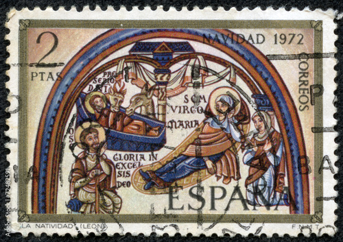 stamp printed in the Spain shows Annunciation photo