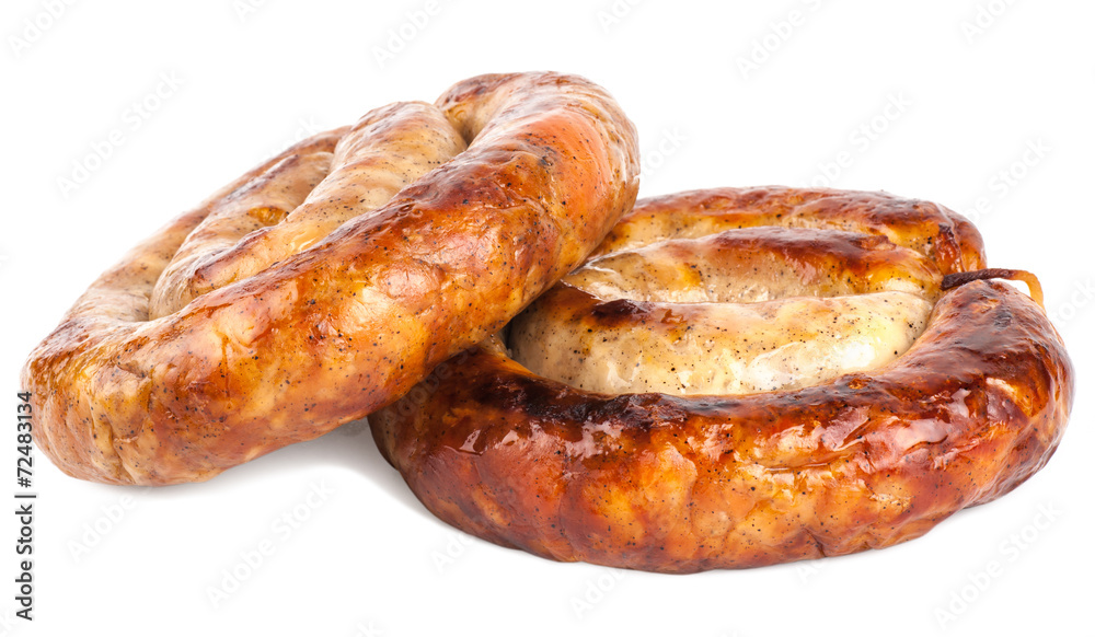 two rings of smoked sausages
