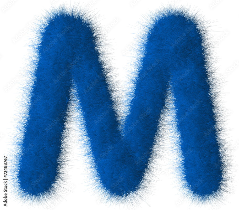 Blue shag M letter isolated on white background Blue shag M letter isolated on white background