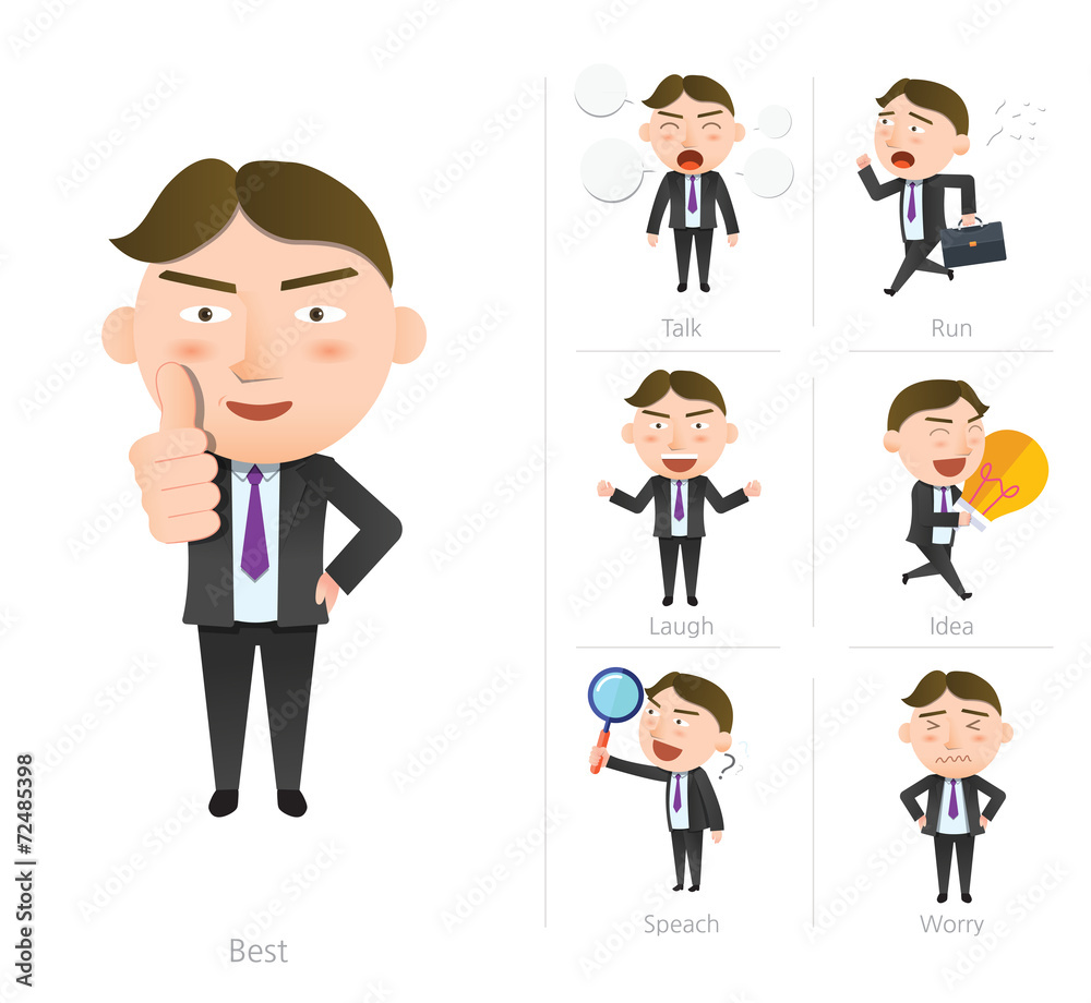 Businessman corporate life flat design 7set-employee Businessman corporate life flat design 7set-employee