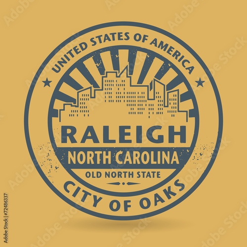 Grunge rubber stamp with name of Raleigh, North Carolina