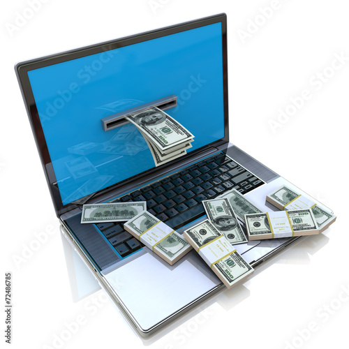 making money online - withdrawing dollars from laptop