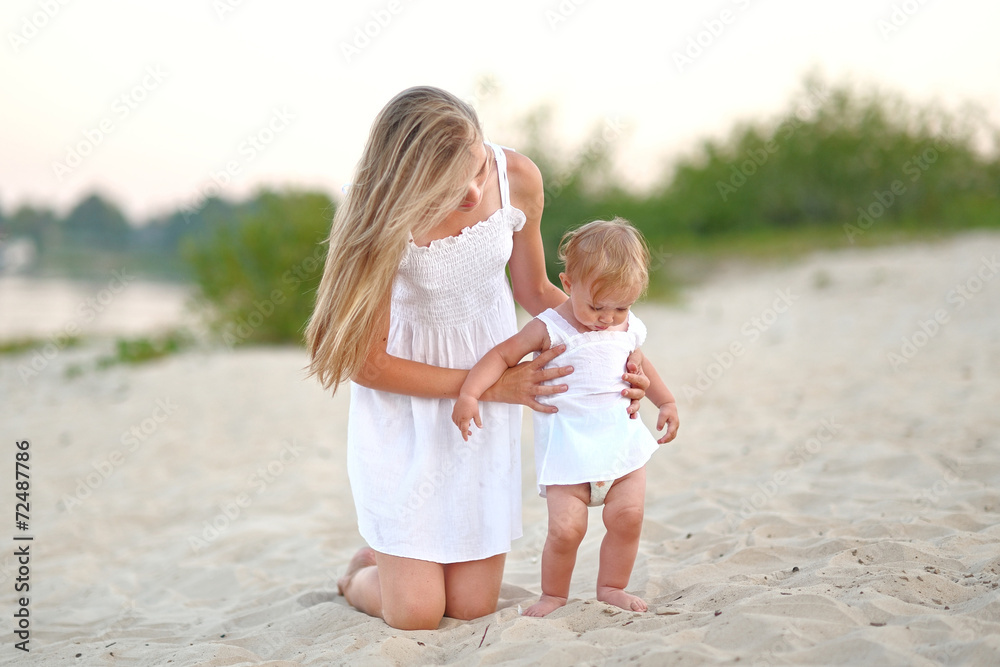 Fototapeta premium portrait of two sisters in nature summer