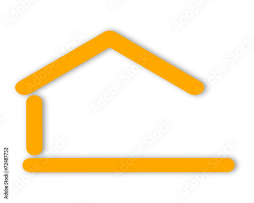 Yellow silhouette of the house with a gable roof as a logo - svg