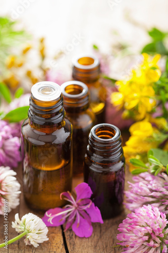 essential oils and medical flowers herbs