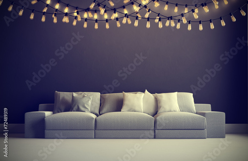 3d render of interior with garland