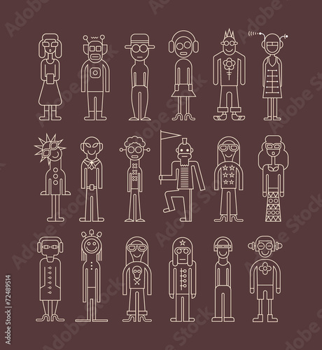 Outline people icon set