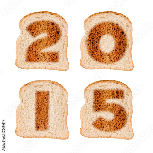 2015 greeting card on toasted slices of bread
