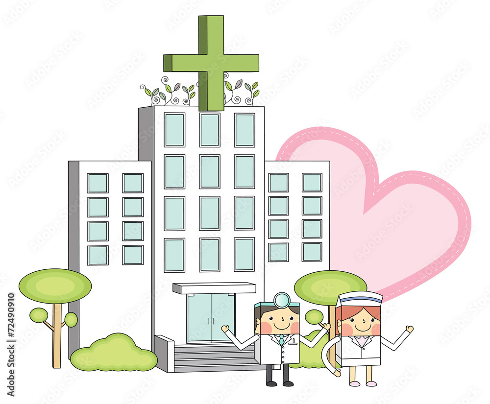 Fototapeta premium Doctors & nurses & hospital concept line illustrations