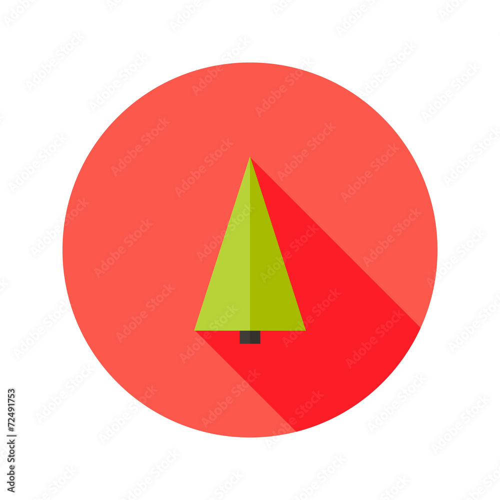 Small Christmas Tree Flat Icon over Red Small Christmas Tree Flat Icon over Red