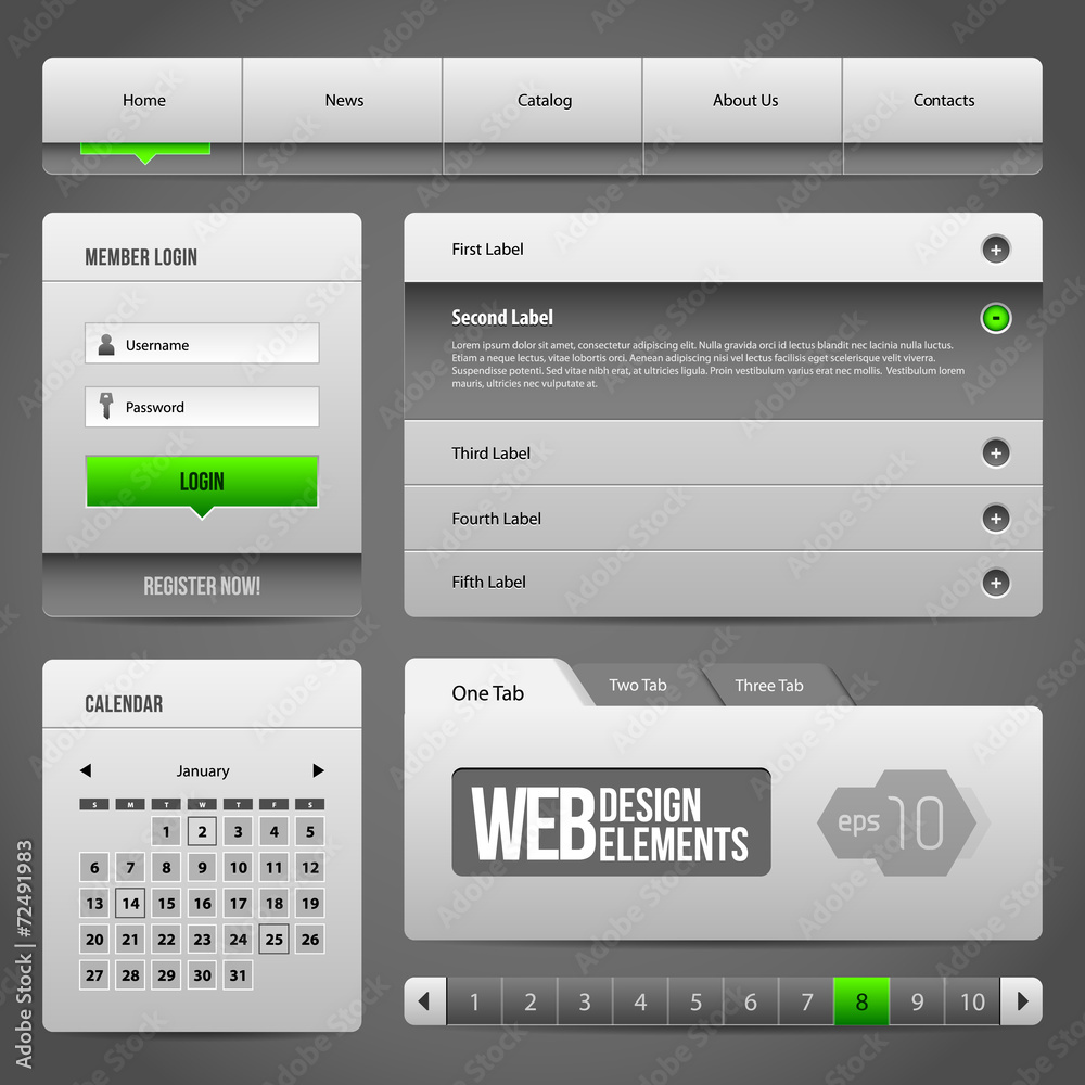 Modern Clean Website Design Elements Grey Green Modern Clean Website Design Elements Grey Green