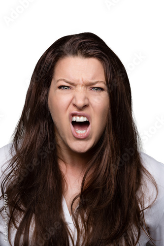 woman faces bright - rage