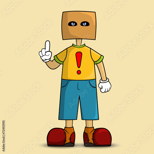 Figure of anonym. Man with box on his head