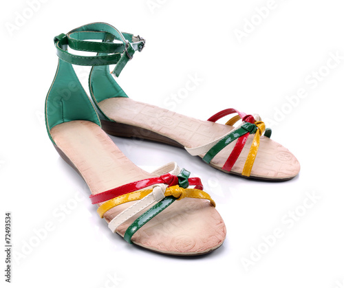 Summer shoes for women on a white background