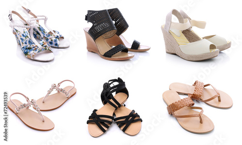 Summer shoes for women on a white background