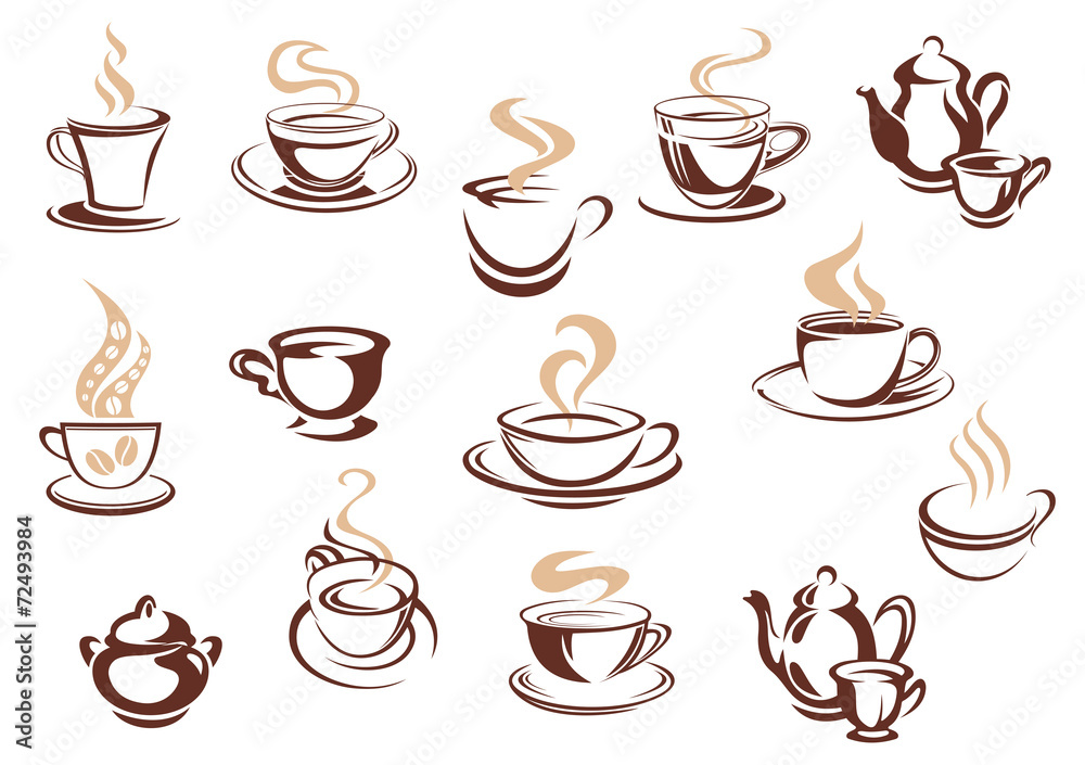 Set of doodle sketch coffee icons