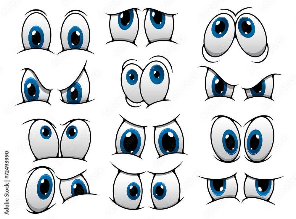 Premium Vector Cartoon funny eyes. cartoon faces. expressive eyes. smiling, happ