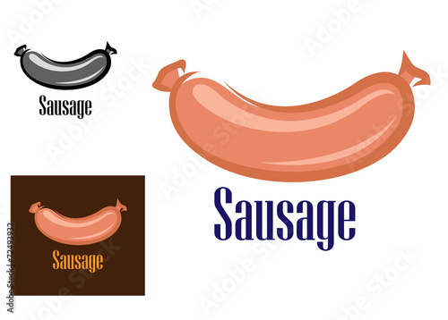 Colored sausage cartoon icon or logo