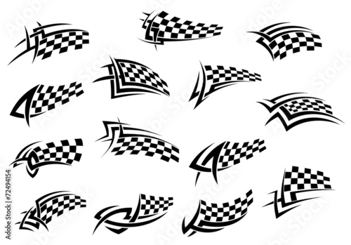 Racing sport checkered flag icons