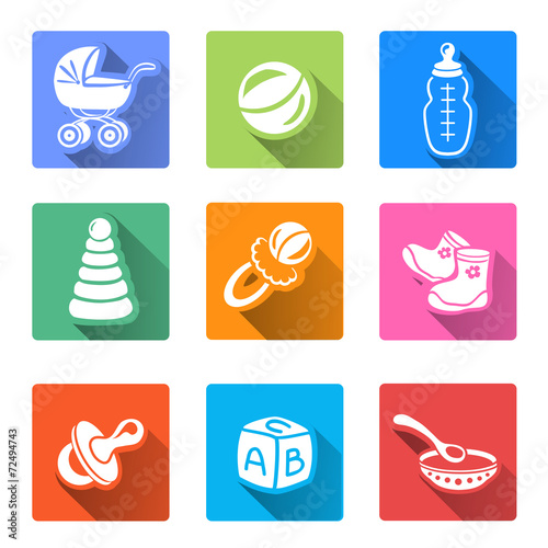 flat icons with baby items