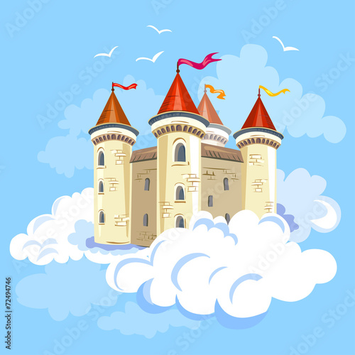 fairy castle in the air in the clouds