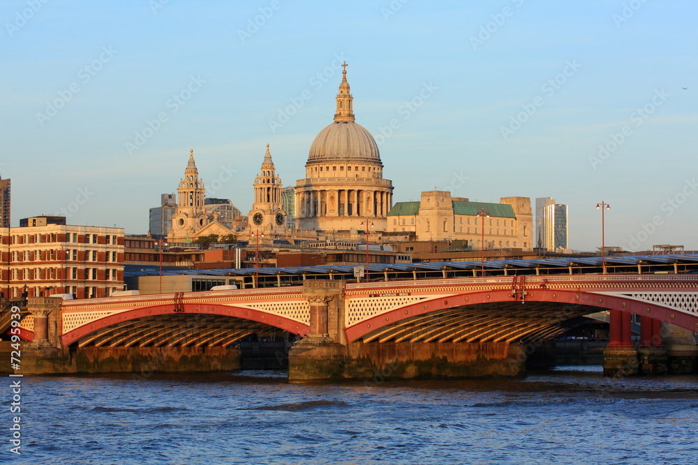 London skyline with Blackfriars Bridge and St. Paul