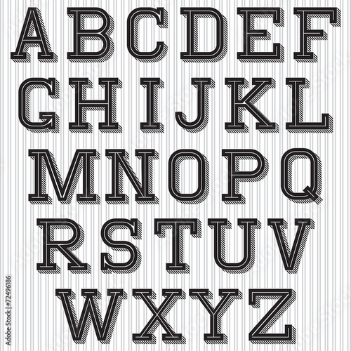 set of stylized retro font on background