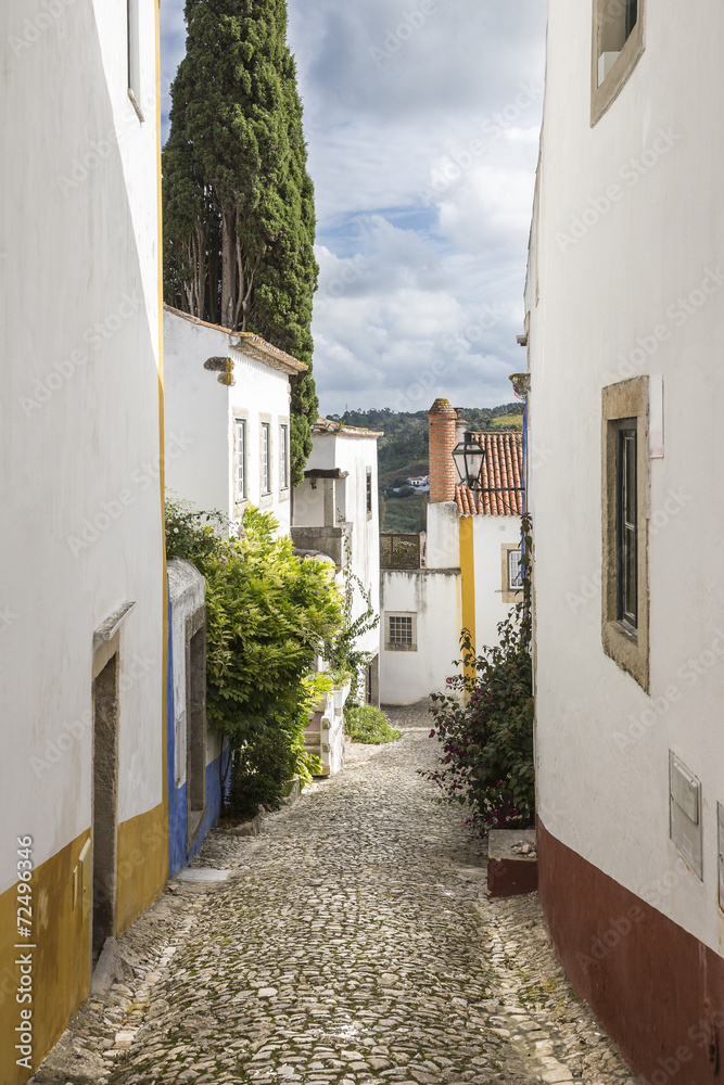 Fototapeta a street in Obidos town - Portugal