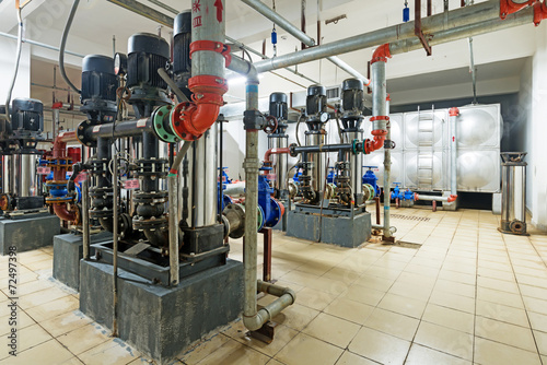 Equipment, cables and piping as found inside of industrial power